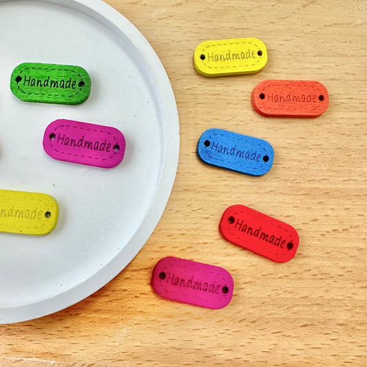 24x17mm Colorful Handmade Wooden Tag (Assorted Colors, Set of 4)