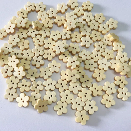 11mm Flower Wooden Button (Set of 5)