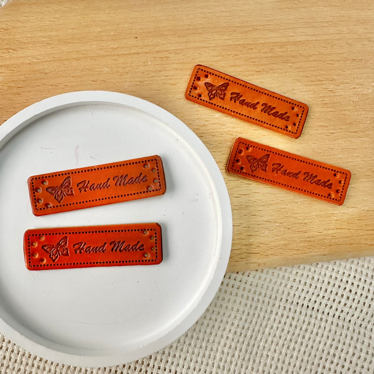 15 x 50mm PU Leather Handmade Tag (Butterfly)