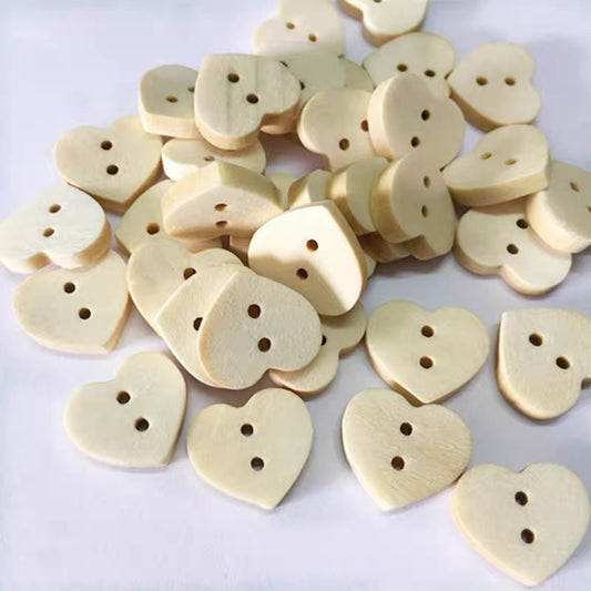 13x15mm Heart Wooden Button (Set of 5)