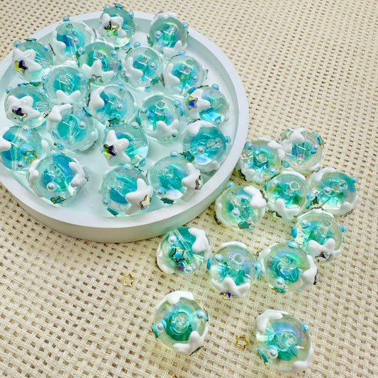 Handpainted Beads: Snowy Stars