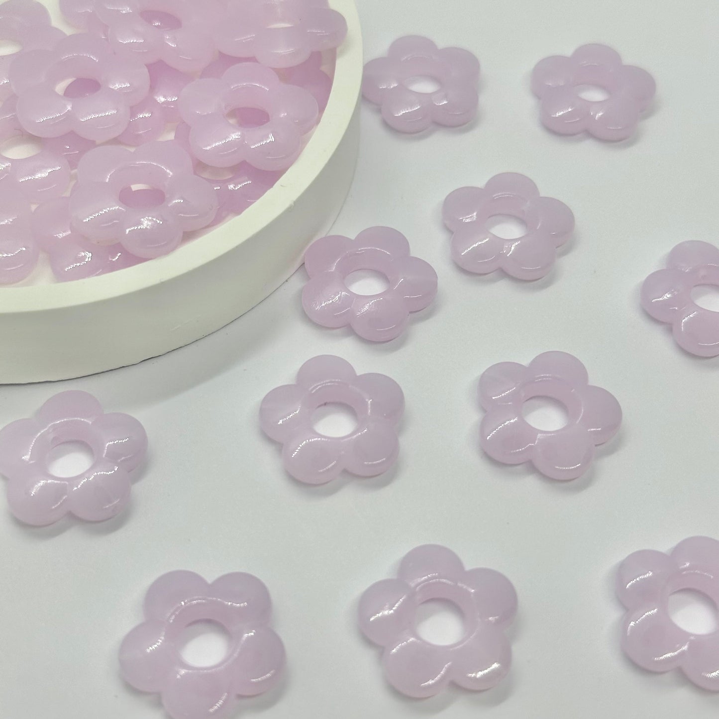 Acrylic Beads: Pastel Flower (Clear)