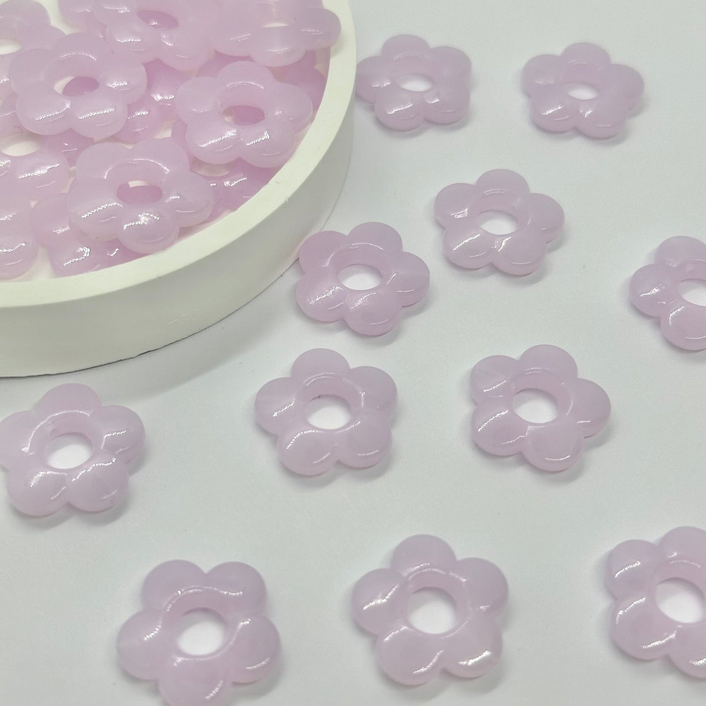 Acrylic Beads: Pastel Flower (Clear)