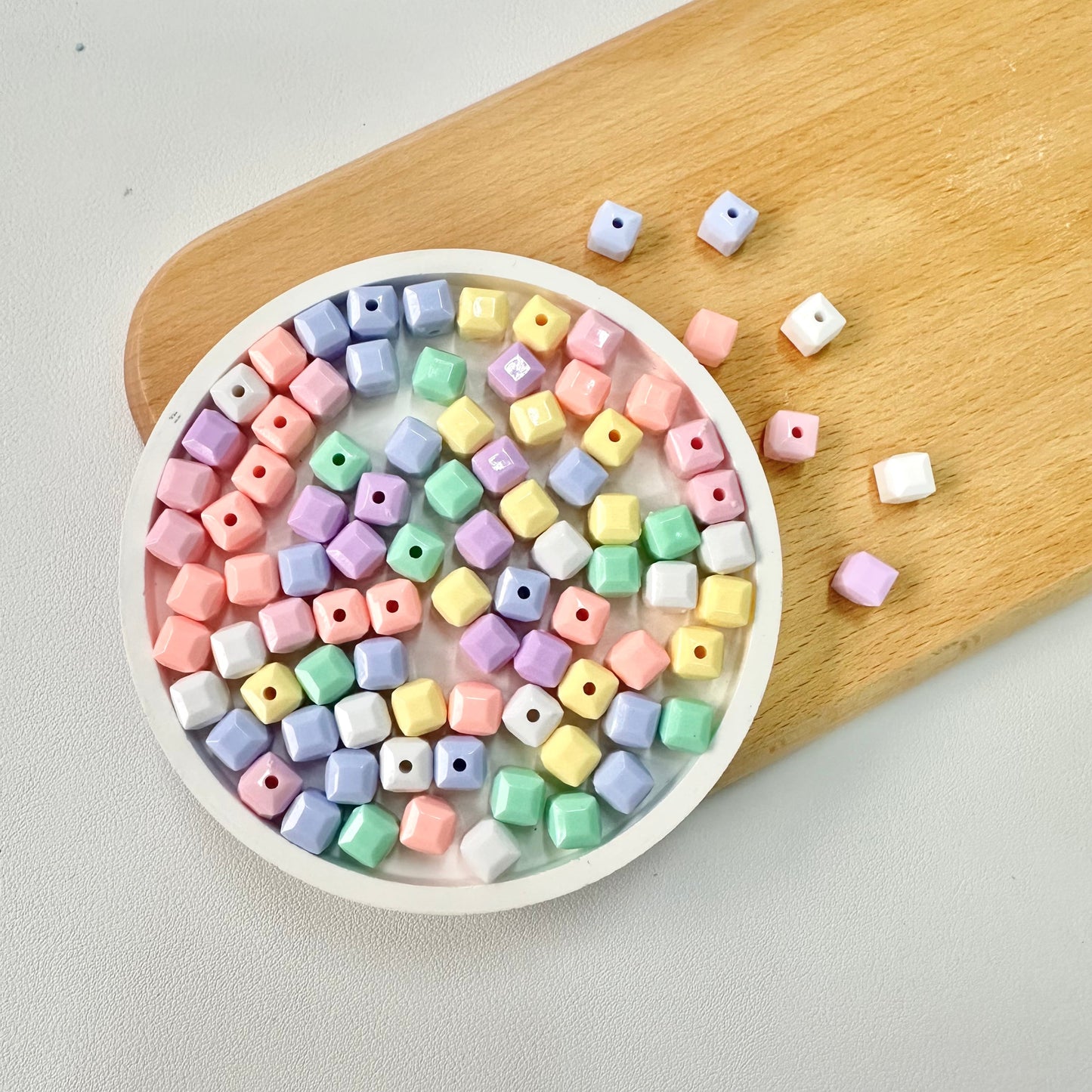 AB Beads: 7mm Pastel Squares (Assorted Colors)