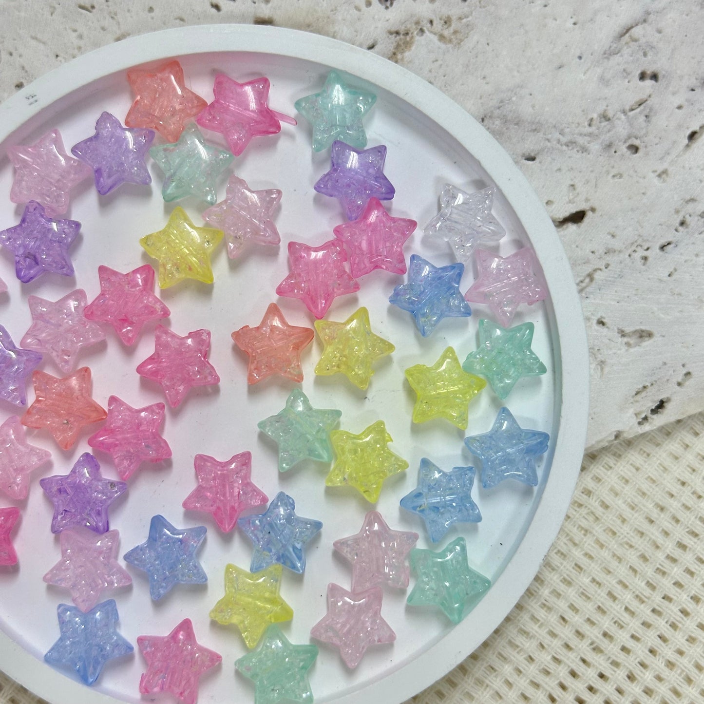 AB Beads: 12mm Transclucent Cracked Star (Assorted Colors)