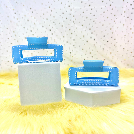 Glossy Claw Clip: Rectangle - Dashes (Assorted Colors)