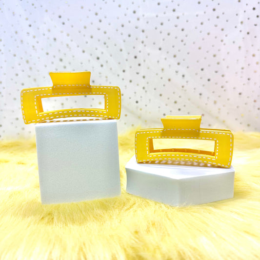 Glossy Claw Clip: Rectangle - Dashes (Assorted Colors)