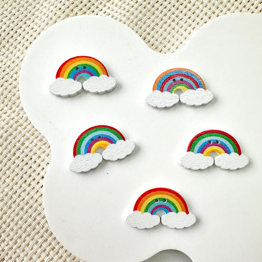 17 x 30mm Rainbow Wooden Buttons (Assorted Colors)