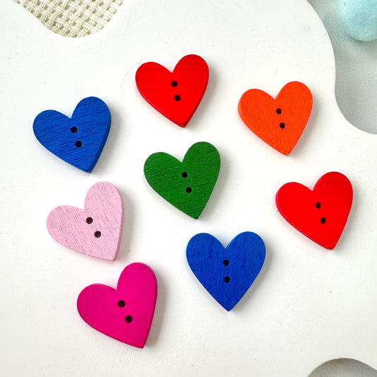 19 x 18mm Colorful Hearts Wooden Button (Assorted Colors)