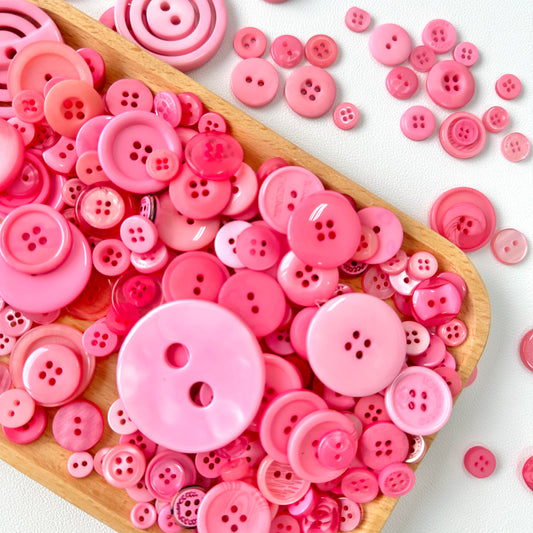 10mm - 40mm Assorted Resin Buttons (Baby Pink)