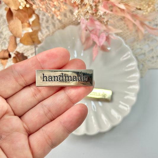 1.1cm x 4cm Metal Bag Accessory: "Handmade"