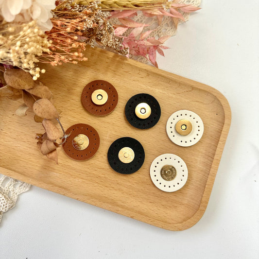 15mm Magnetic Button with Circle PU Leather (Sew-on)