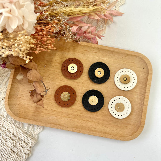 15mm Magnetic Button with Circle PU Leather (Sew-on)