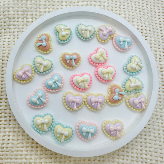 Stick-on Charms: Heart with Ribbons (Assorted Colors)
