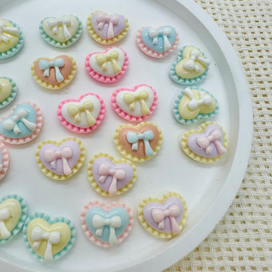Stick-on Charms: Heart with Ribbons (Assorted Colors)