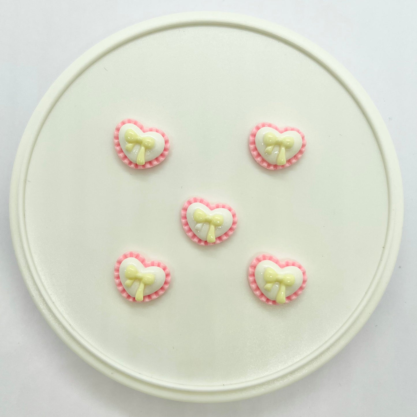 Stick-on Charms: Heart with Ribbons (Assorted Colors)