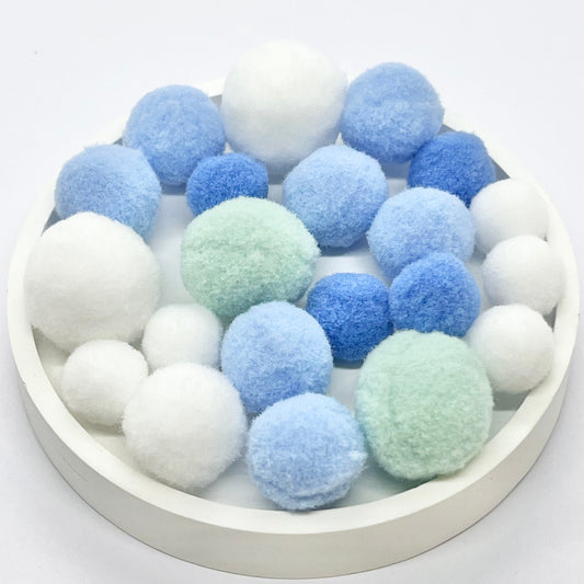 Assorted PomPom Balls: Blues