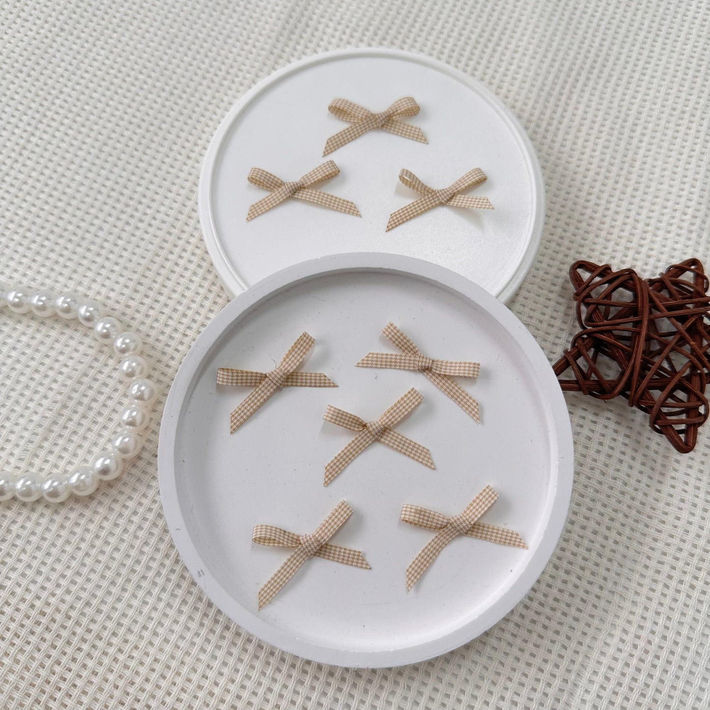 2.8cm Checkered Ribbon: Brown
