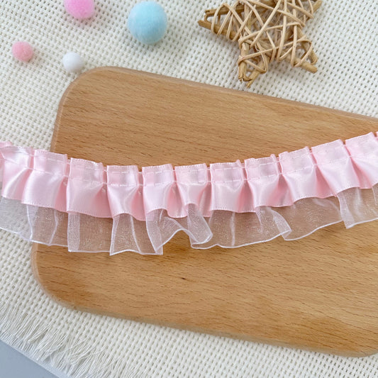 100cm Satin-Mesh Ribbon: Baby Pink