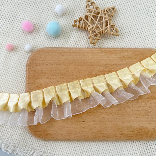 100cm Satin-Mesh Ribbon: Champagne Yellow