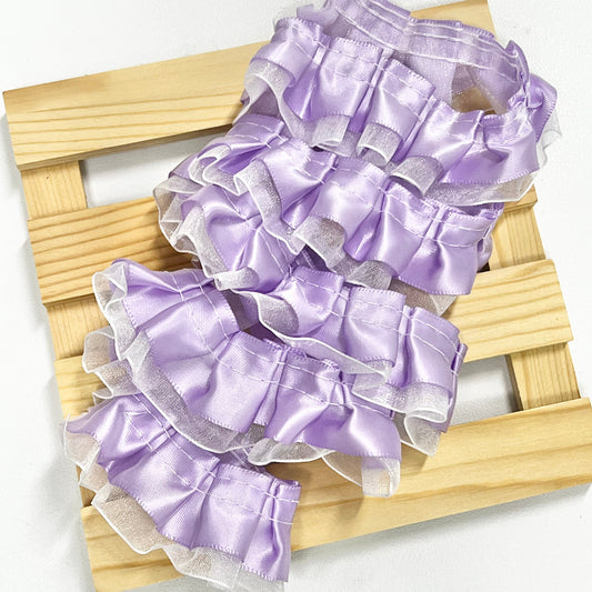 100cm Satin-Mesh Ribbon: Purple