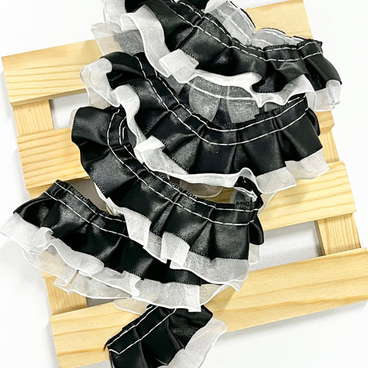 100cm Satin-Mesh Ribbon: Black