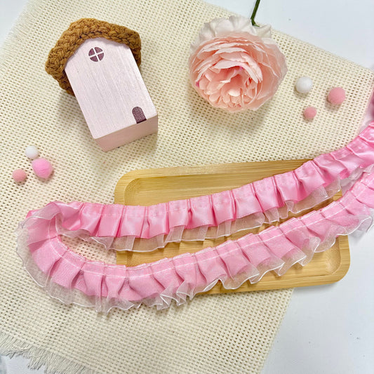 100cm Satin-Lace Ribbon: Pink