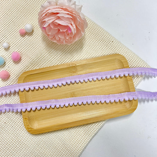 100cm Pom Pom Ribbon: Lilac