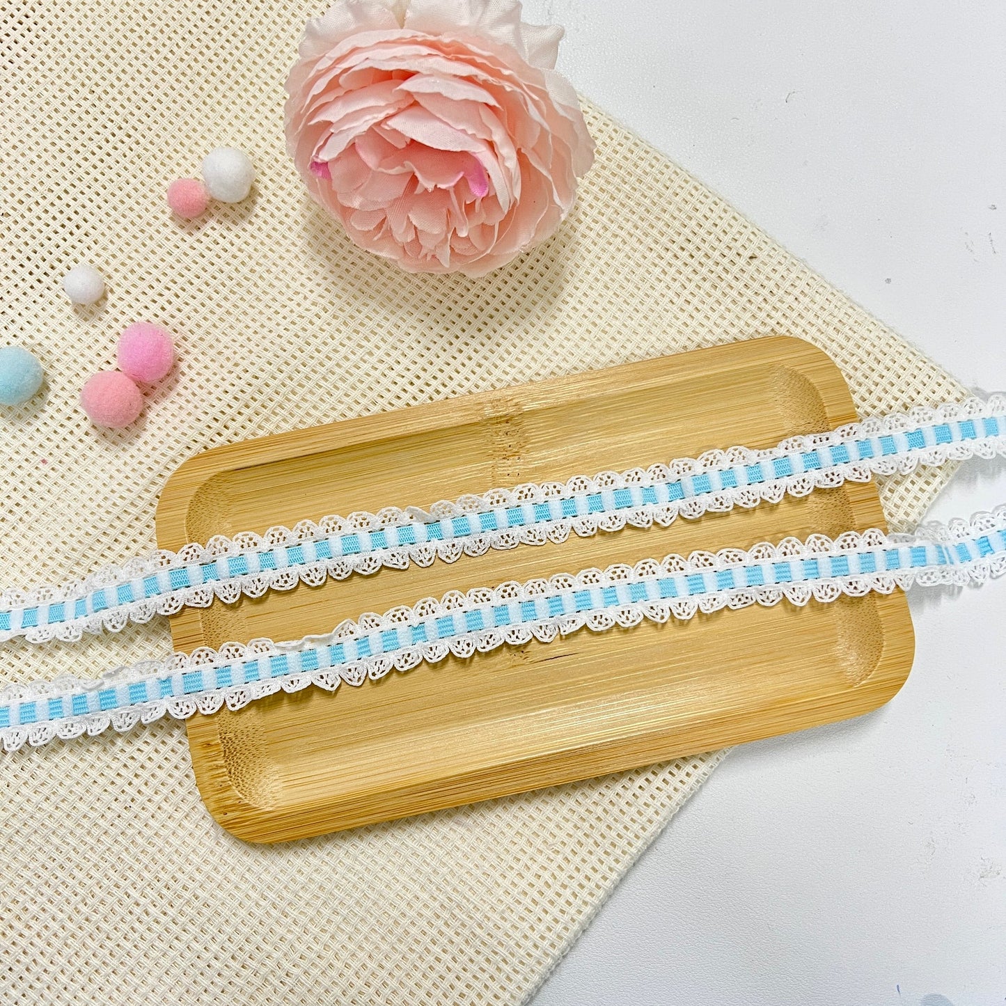 100cm Lace Ribbon: Sky Blue