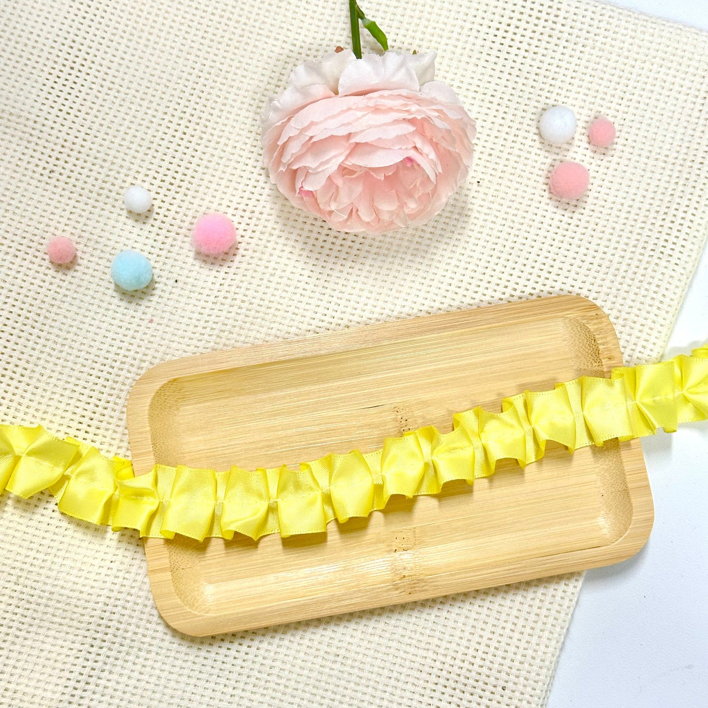 100cm CInched Satin Ribbon: Yellow