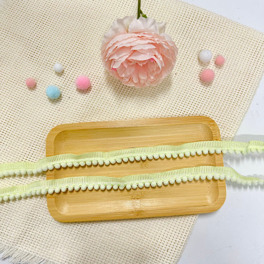 100cm Pom Pom Ribbon: Fruit Green