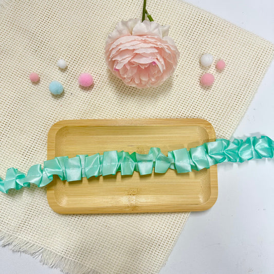 100cm CInched Satin Ribbon: Teal Green