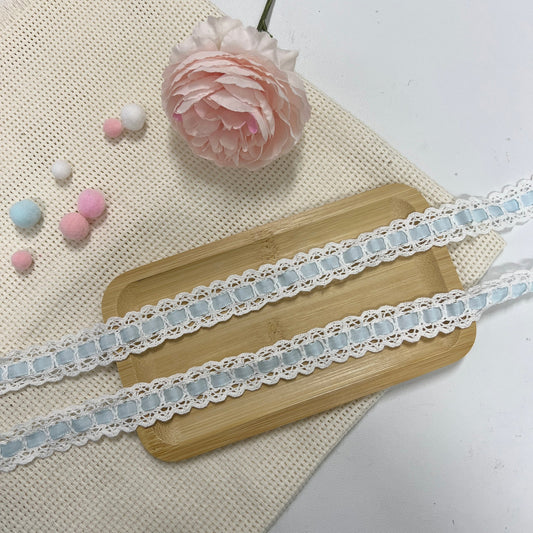 100cm Lace Ribbon: Baby Blue