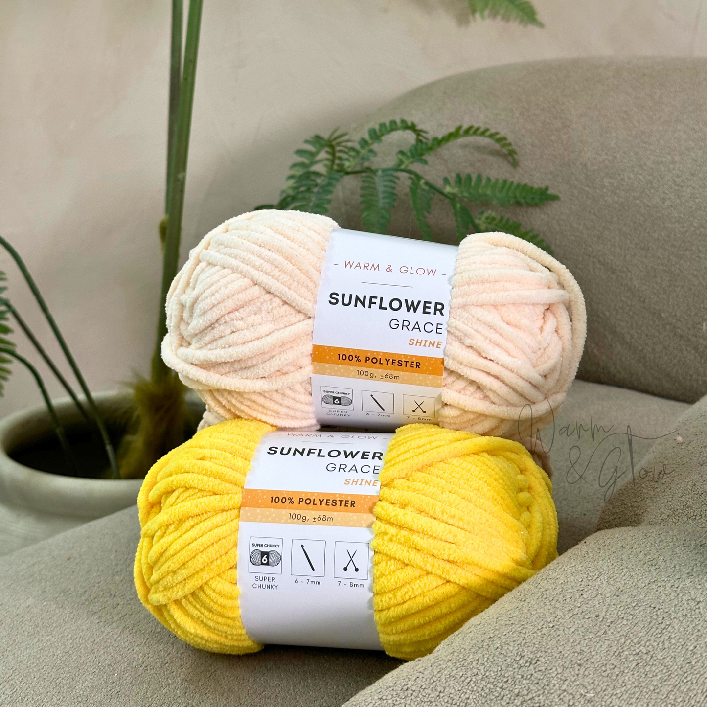Warm & Glow  - Sunflower Grace Shine | Super Chunky Chenille Glitter