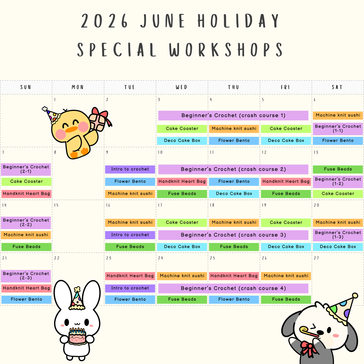 June Holiday Special Workshops 2026