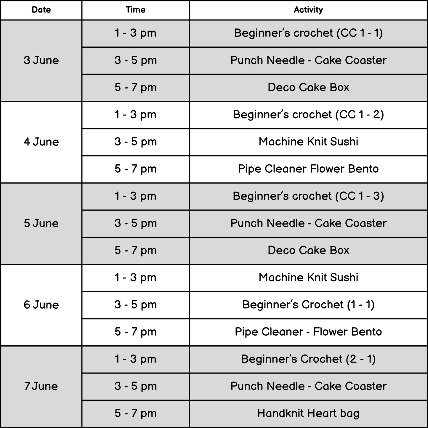June Holiday Special Workshops 2026