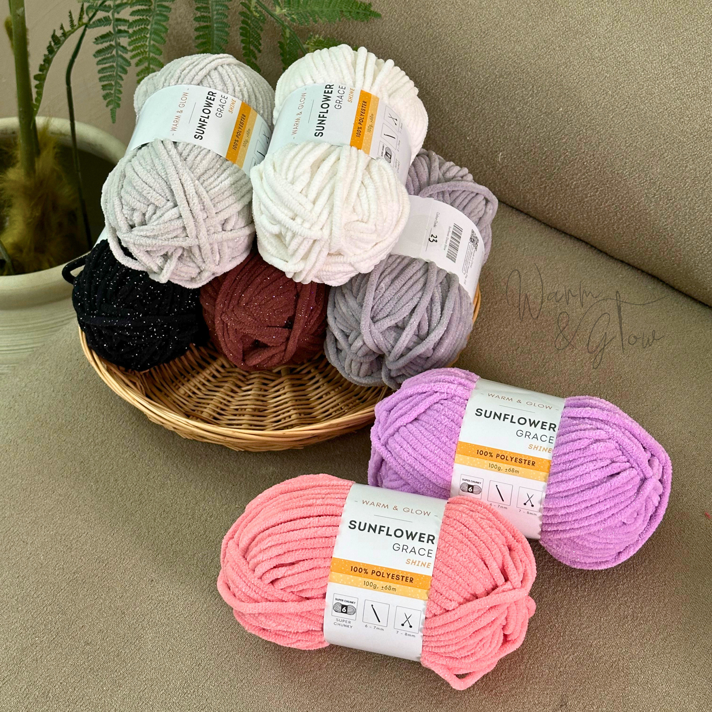 Warm & Glow  - Sunflower Grace Shine | Super Chunky Chenille Glitter