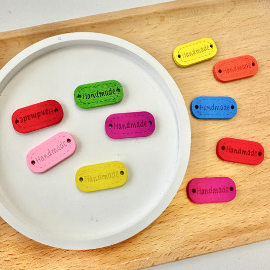 24x17mm Colorful Handmade Wooden Tag (Assorted Colors, Set of 4)