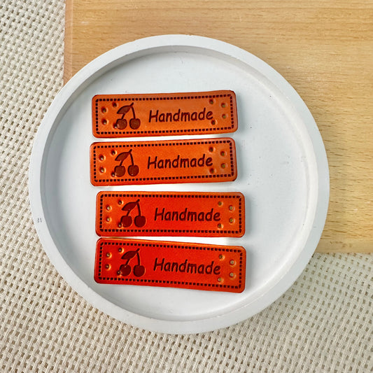 15 x 50mm PU Leather Handmade Tag (Cherry)