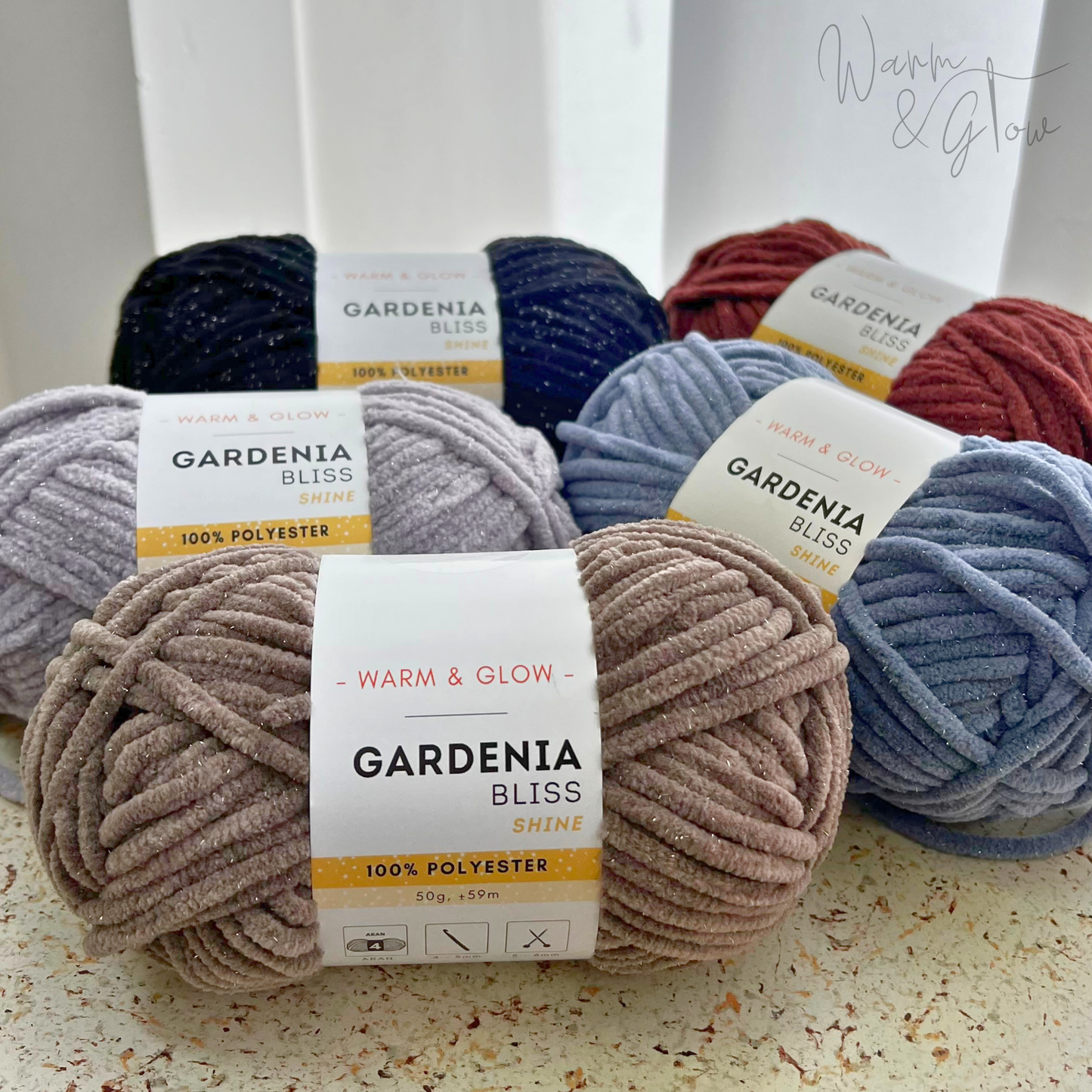 Warm & Glow - Gardenia Bliss Shine | Aran Baby Chenille Glitter