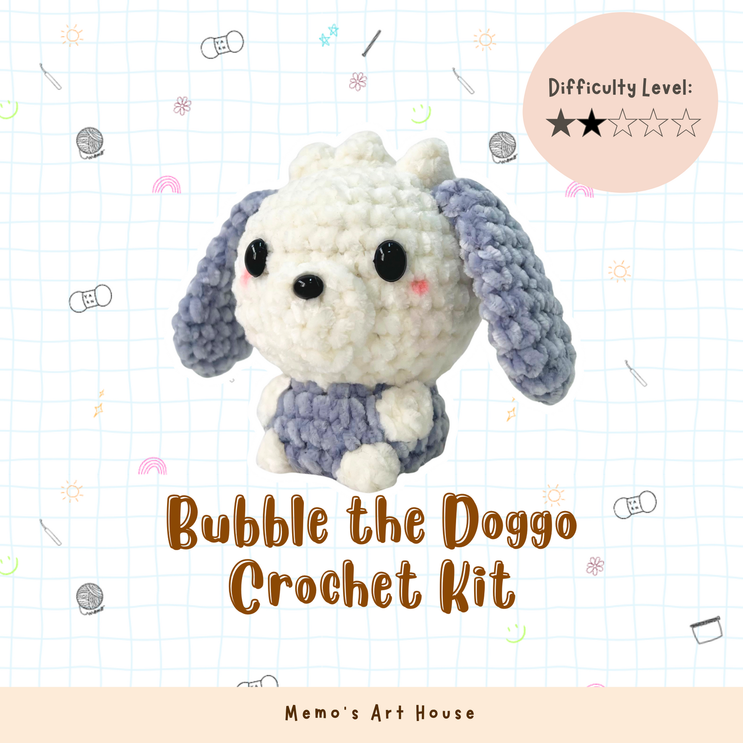 [Kit] Bubble the Doggo | Beginner Friendly Crochet Kit