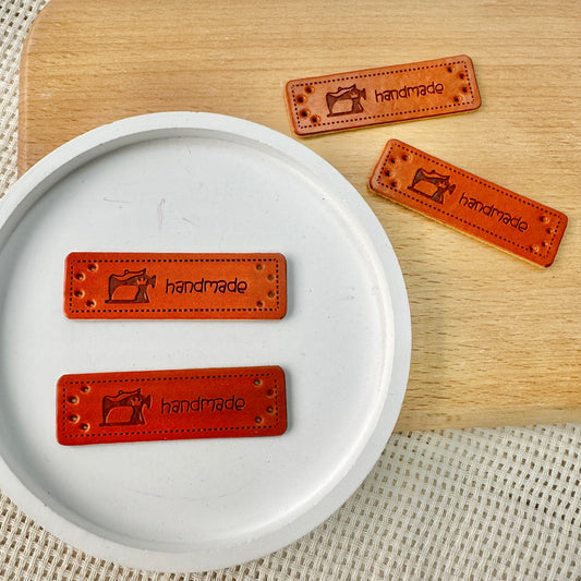 15 x 50mm PU Leather Handmade Tag (Sewing Machine)