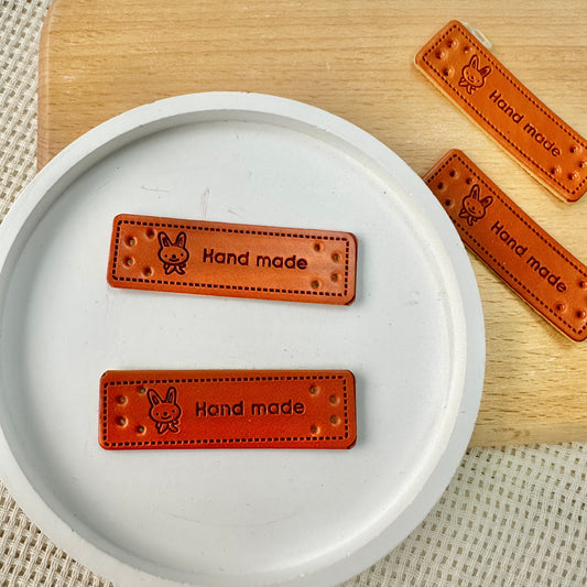 15 x 50mm PU Leather Handmade Tag (Rabbit)