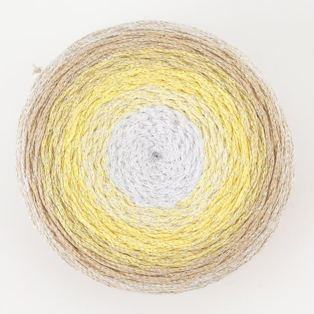 Warm & Glow - Daffodil Bliss Shine | Glitter Braided Rope Aran Cake