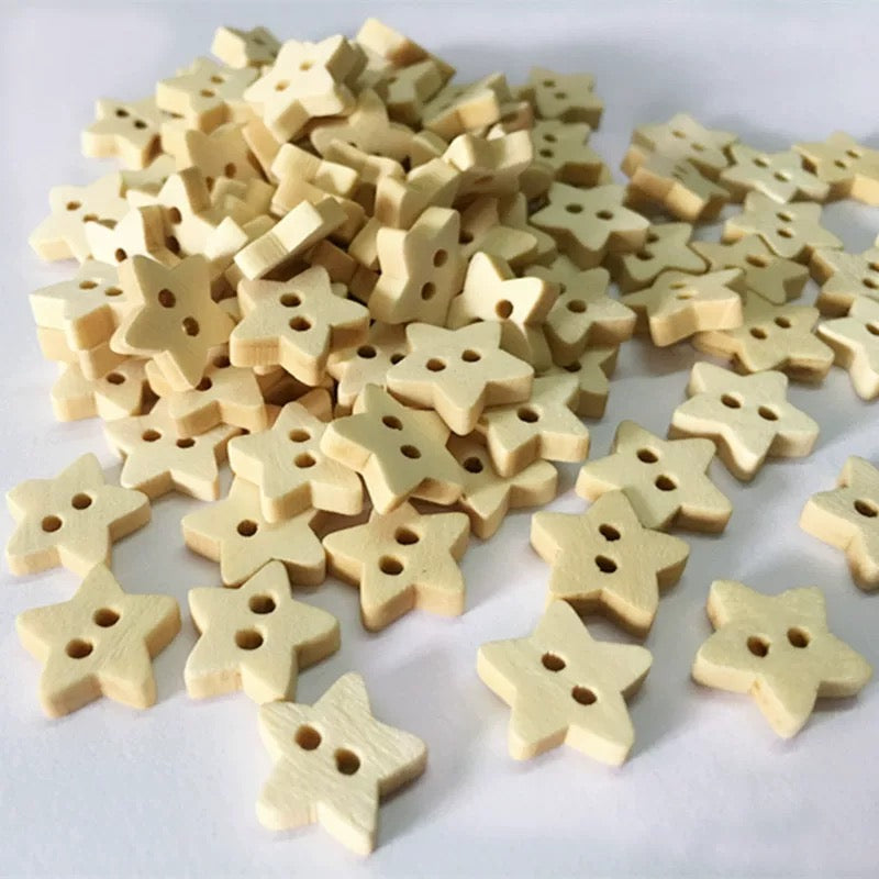 13mm Star Wooden Buttons (Set of 5)