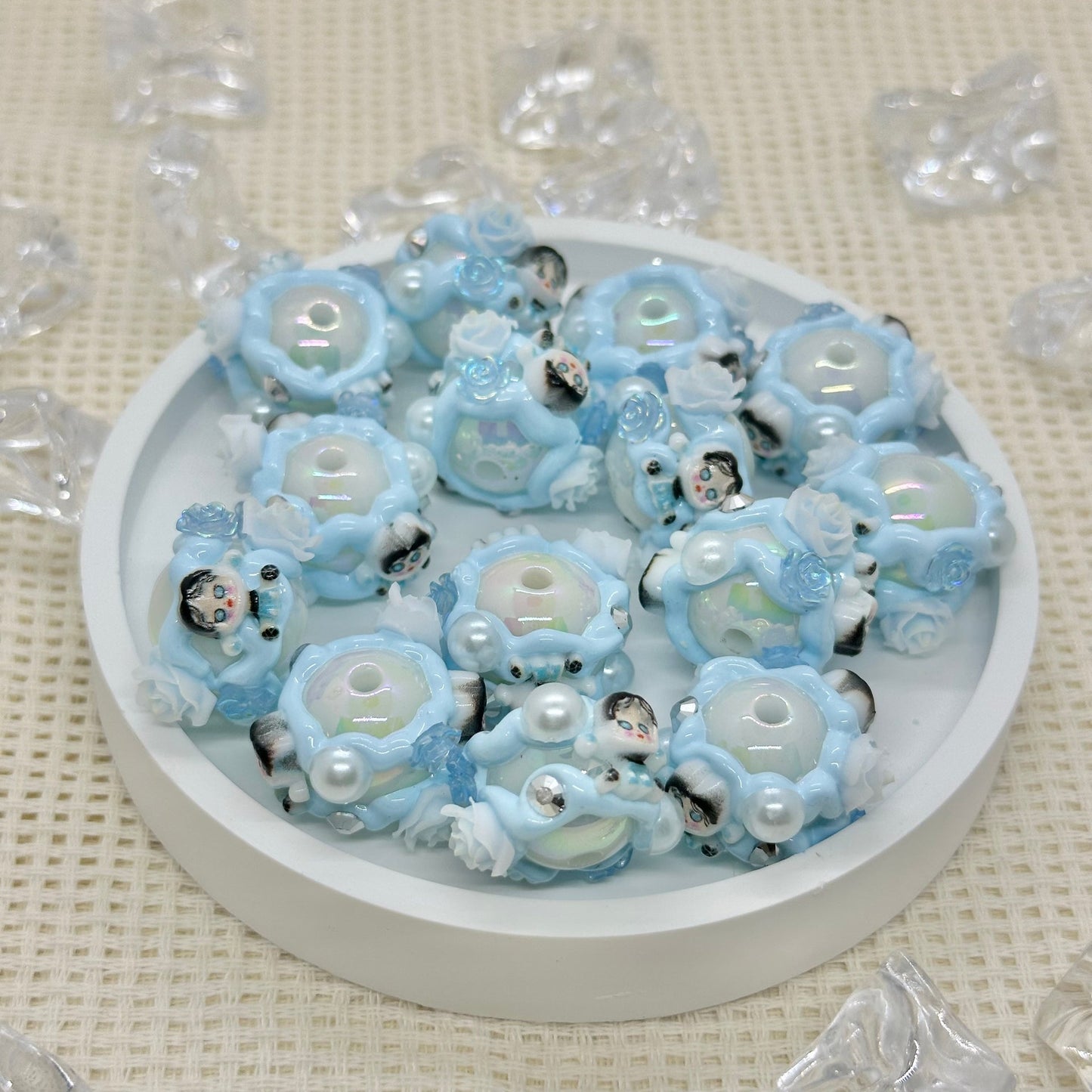 HandPainted Beads: Skull Panda Inspired