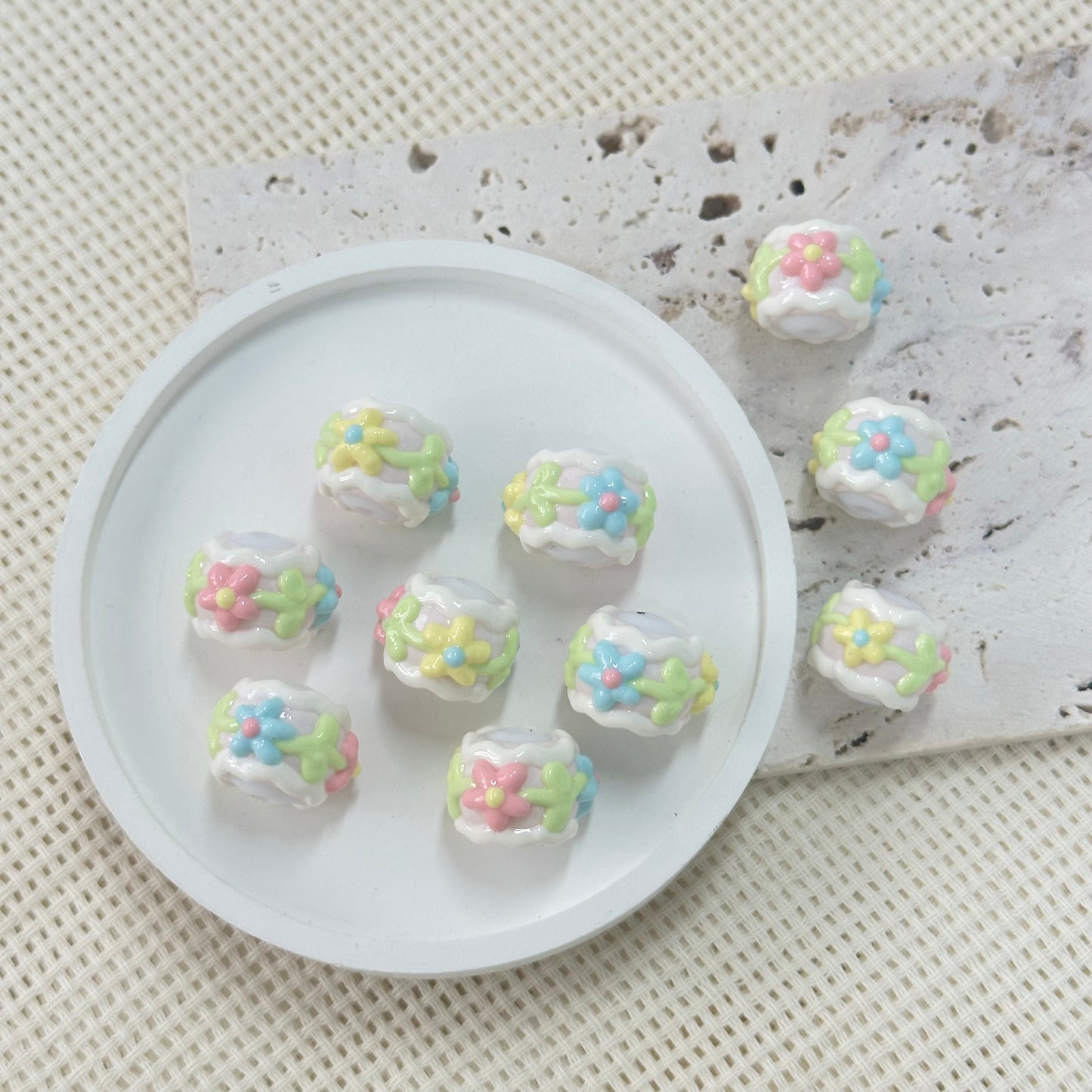 Handpainted Beads: Flower Garden