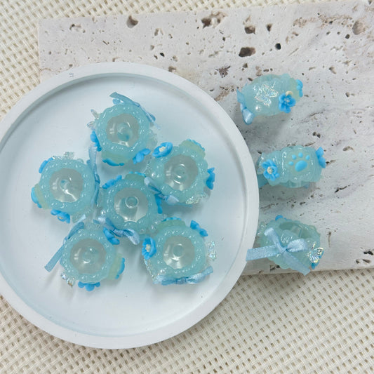 Handpainted Beads: Blue Butterfly (Glow in the Dark)