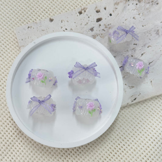 Handpainted Beads: Purple Garden (Glow in the Dark)