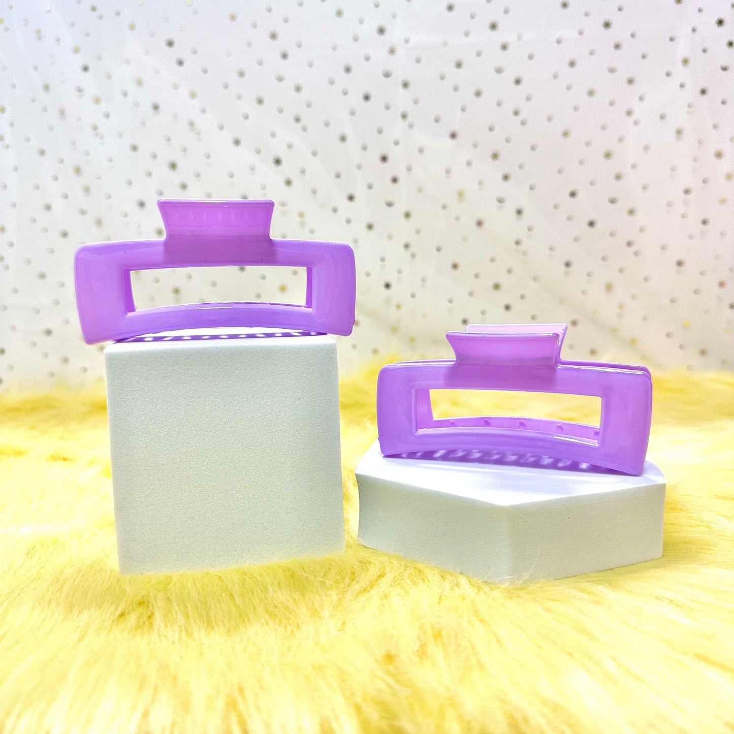 Glossy Claw Clip: Rectangle - Rainbow (Assorted Colors)